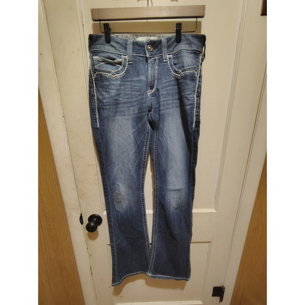 Ariat Real Denim Womens 29R Mid Rise Bootcut Jeans Medium Wash Western Stitched
